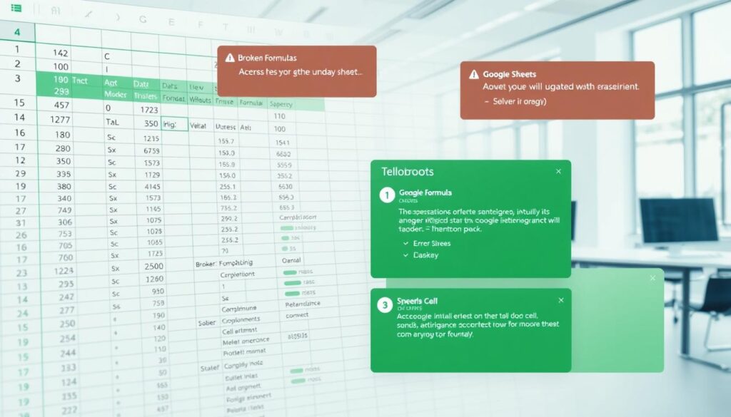 erros comuns no Google Sheets