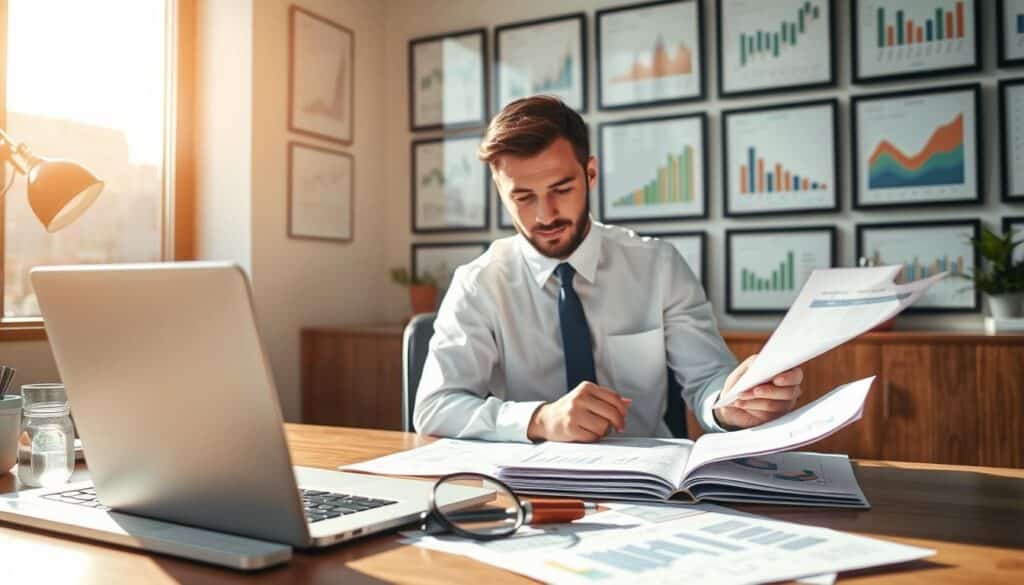 análise de relatórios financeiros